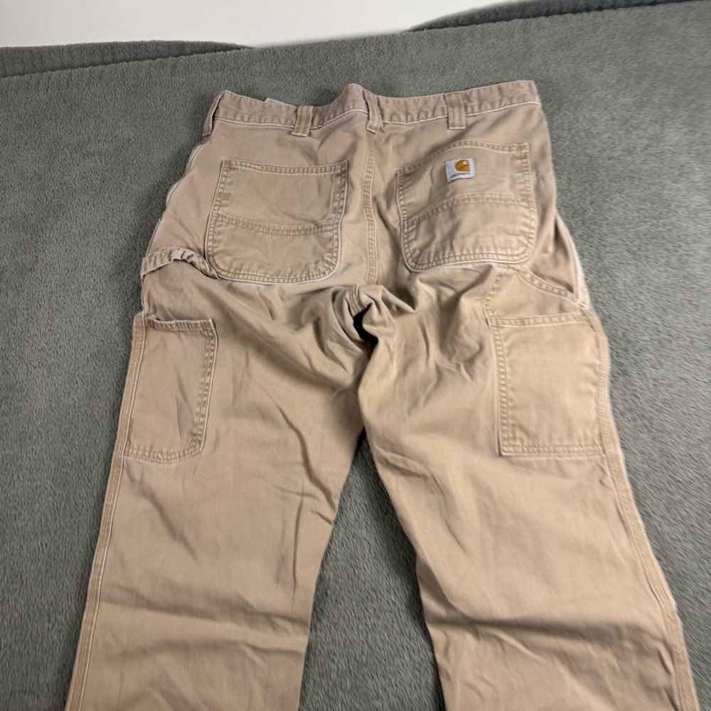 Carhartt Mens Tan Canvas Carpenter Utility Pants Straight Leg 33x34 Workwear